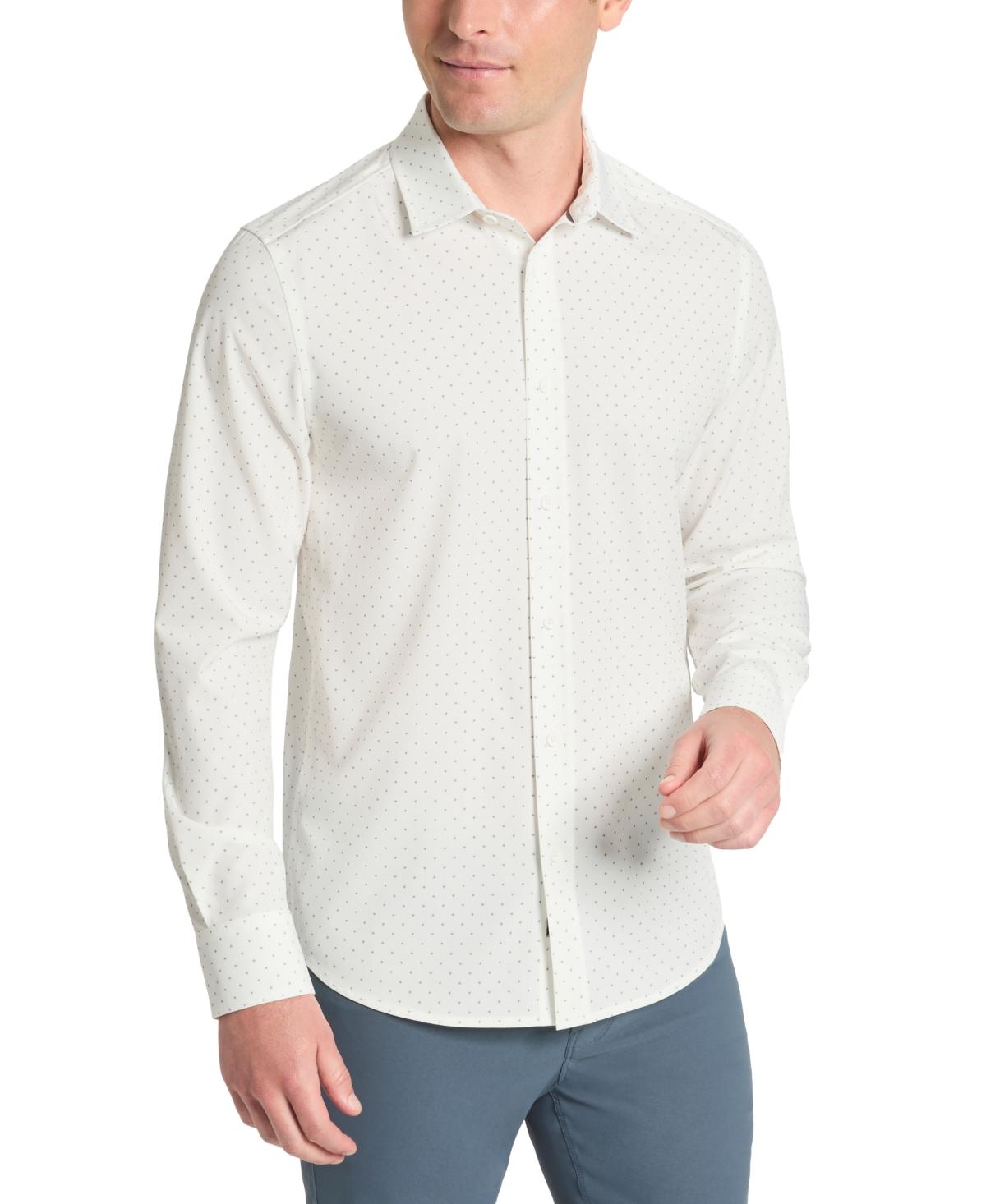 Men's Slim-Fit Performance Stretch Printed Button-Down Shirt 