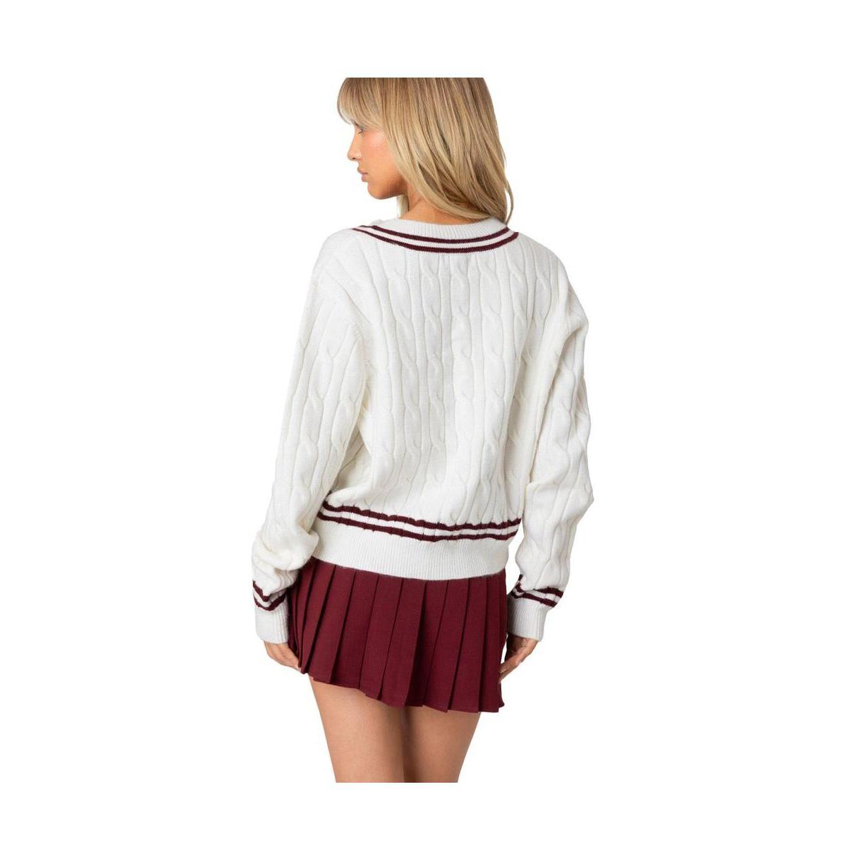 Women's Dean V Neck Cable Knit Sweater