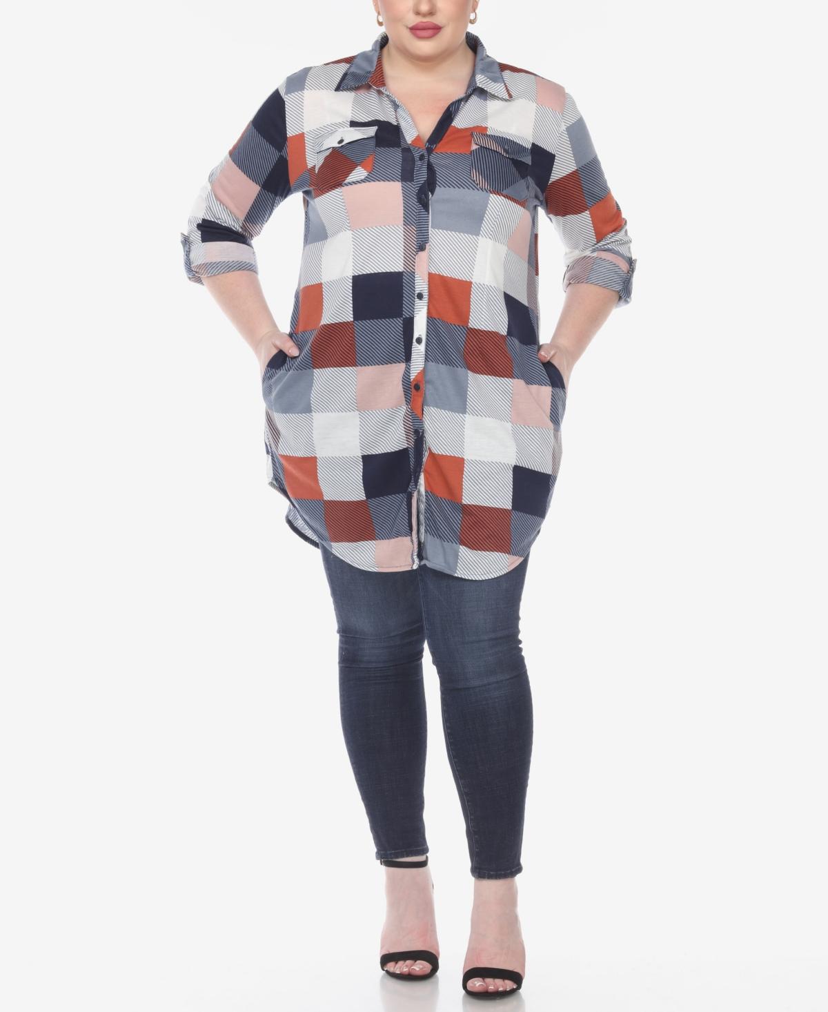 Plus Size Plaid Tunic Shirt