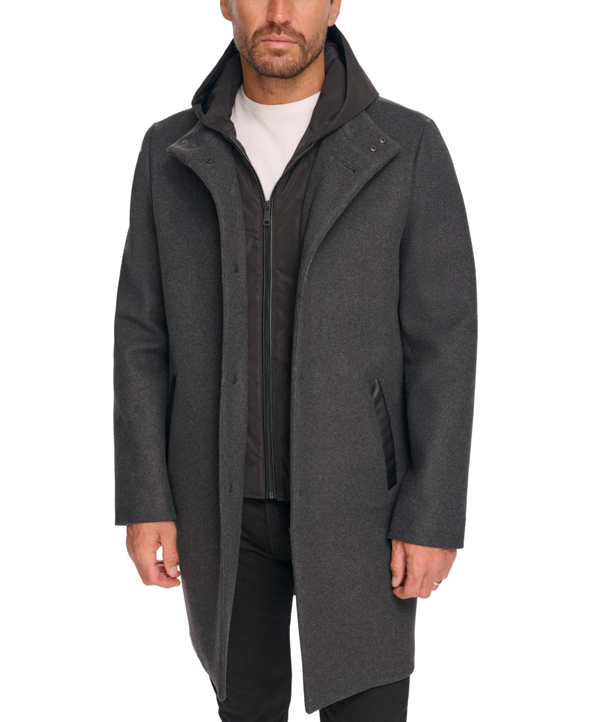 Men's Removable Hood Button Car Coat