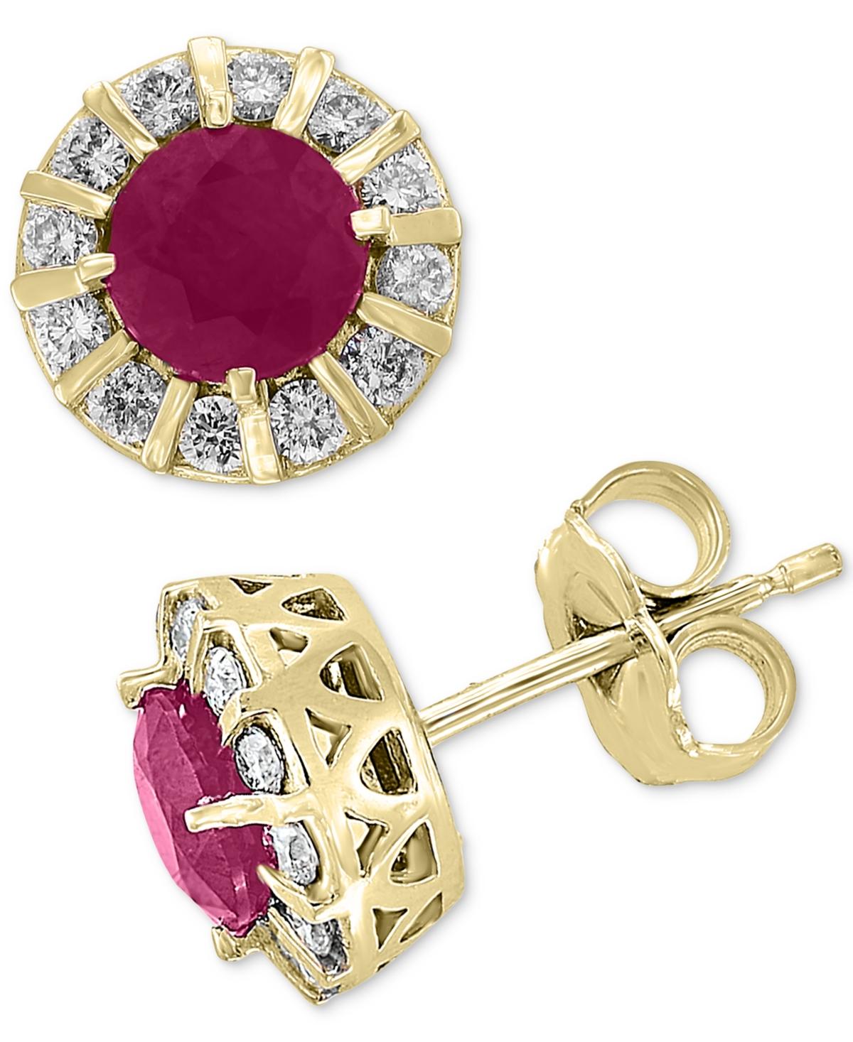 EFFY® Ruby (1-1/8 ct. t.w.) & Diamond (1/3 ct. t.w.) Stud Earrings in 14k Gold (Also available in Sapphire)