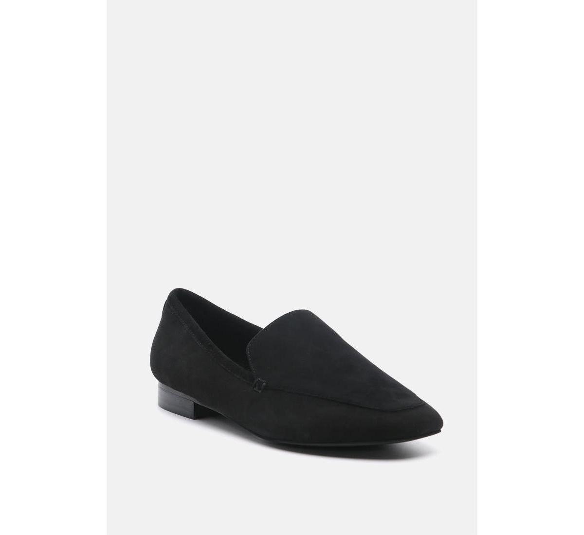 JULIA Womens Black Suede Semi Casual Loafers