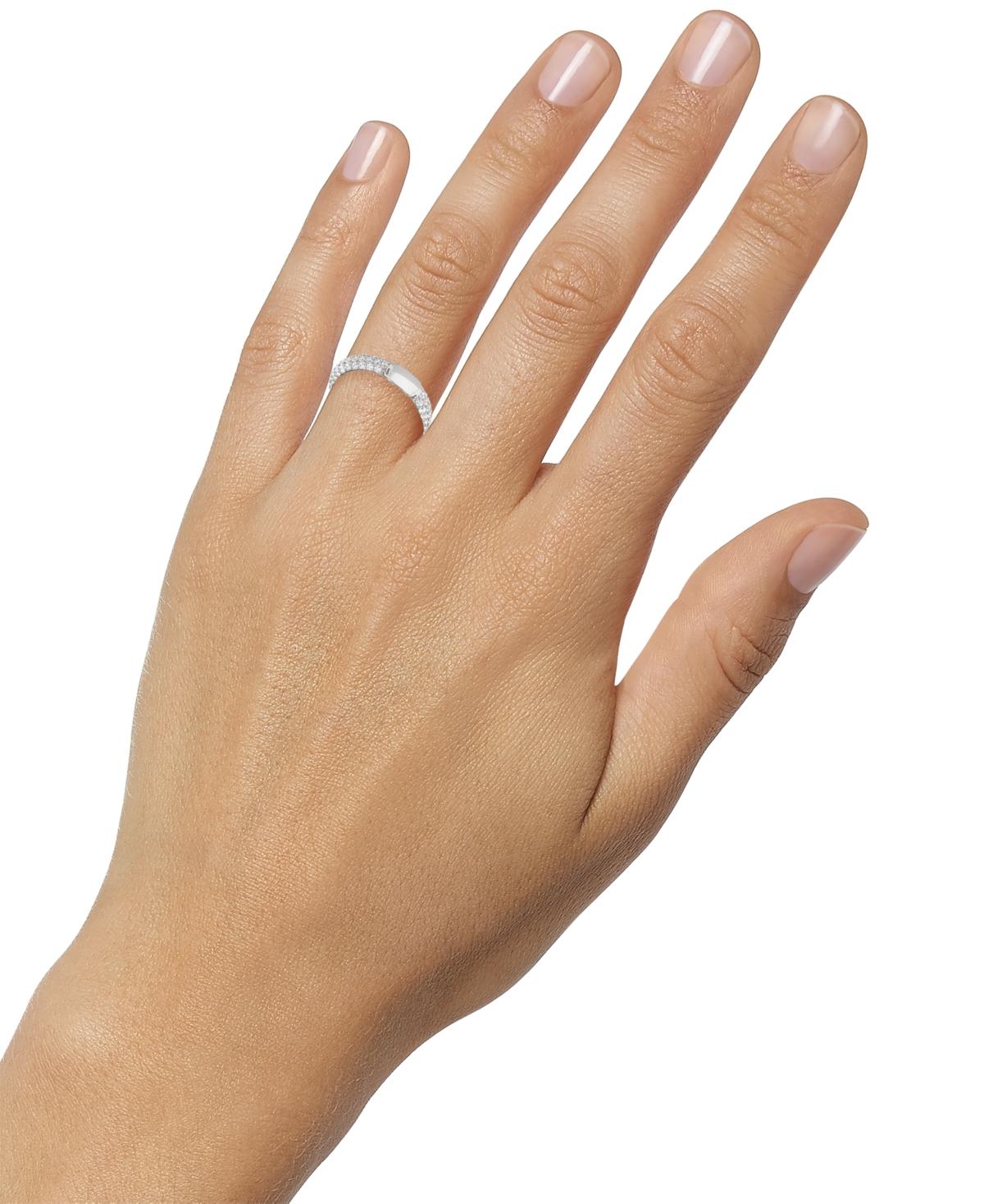 Rhodium-Plated Nano Gem Band Ring