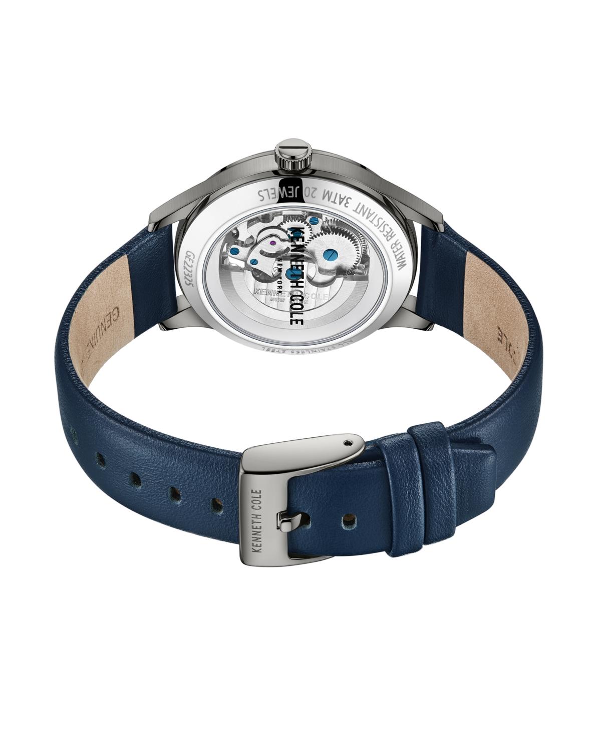 Men's Automatic Blue Genuine Leather Strap Watch 42mm