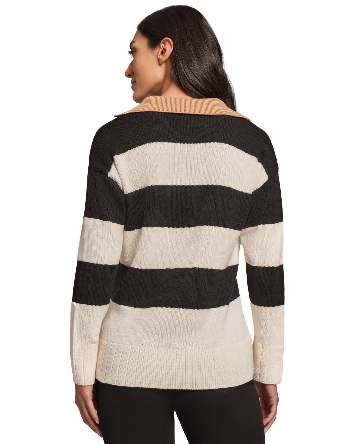 Women's Colorblocked Stripes Polo Sweater