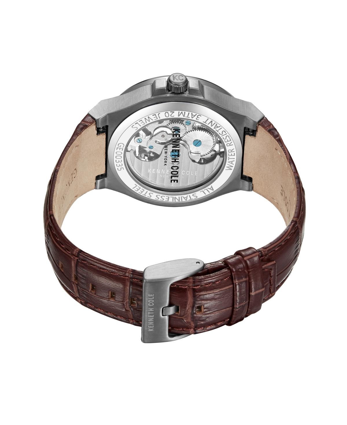 Men's Automatic Brown Genuine Leather Watch 43mm