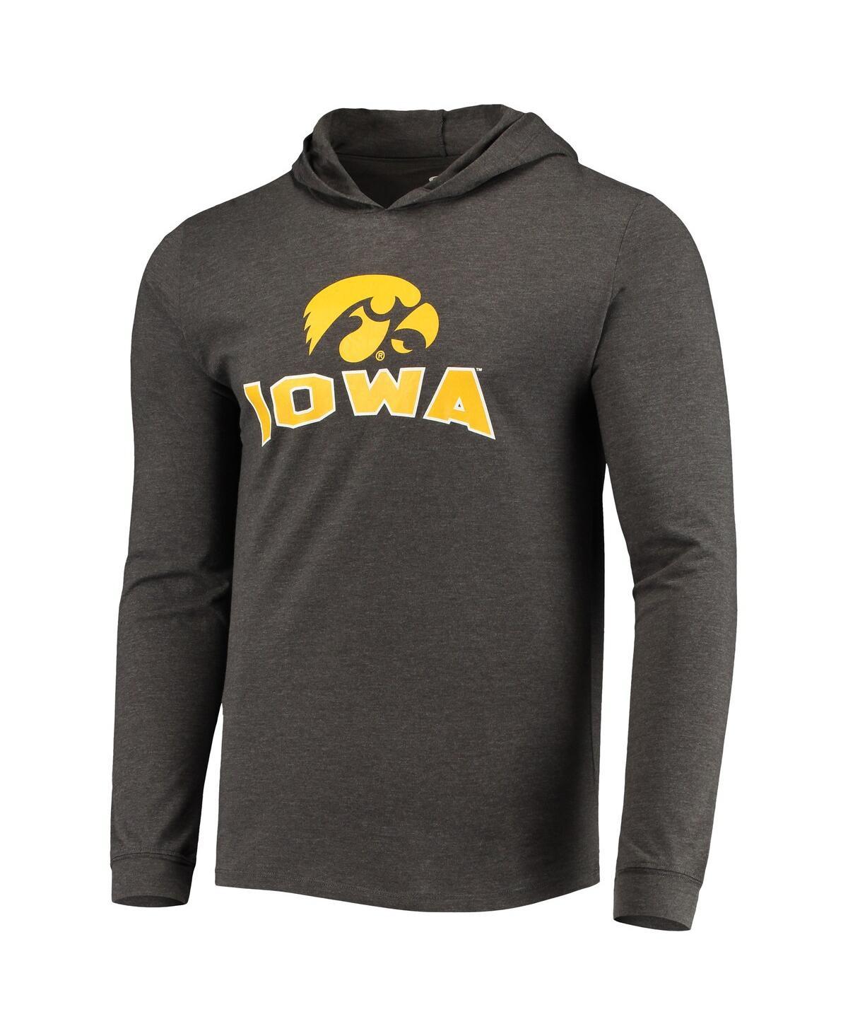 Men's Black, Charcoal Iowa Hawkeyes Meter Long Sleeve Hoodie T-shirt and Jogger Pants Sleep Set