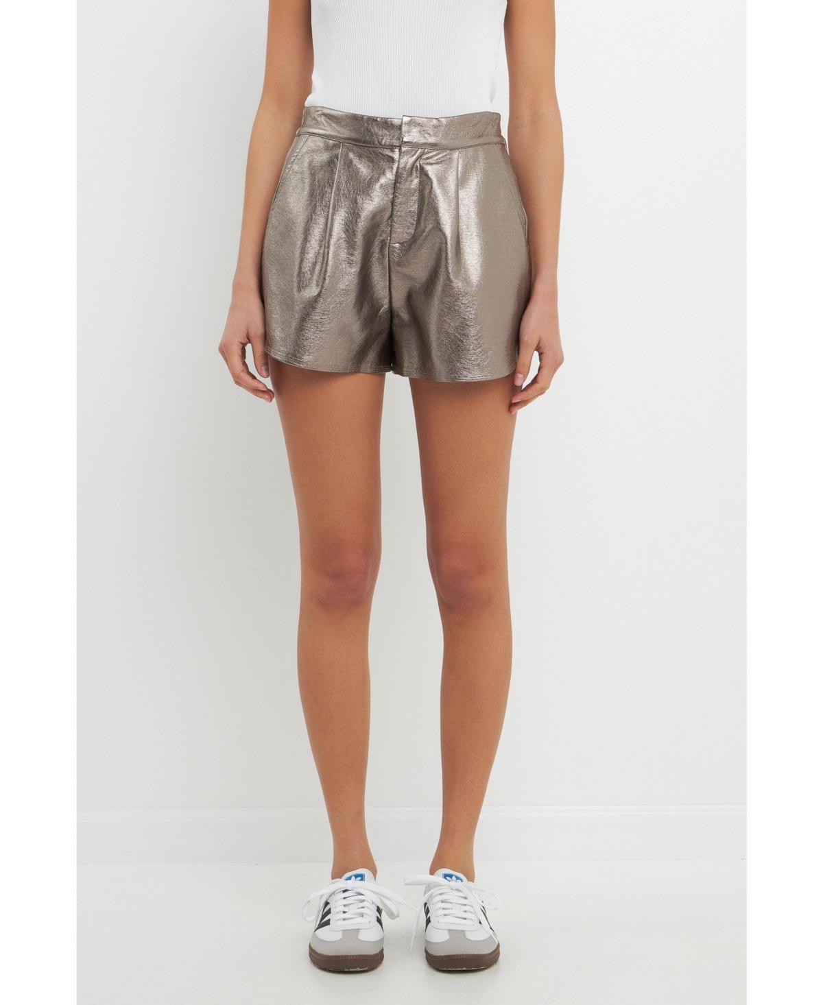 Women's High-Waisted Faux Leather Shorts