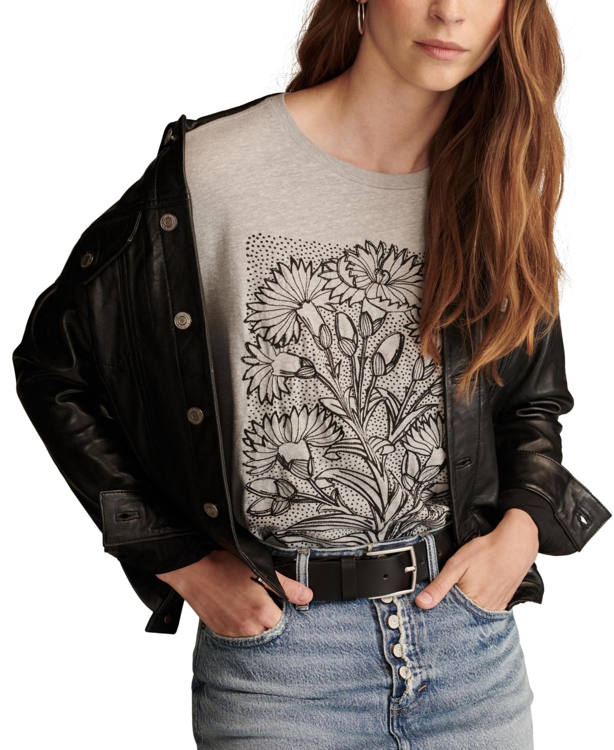 Women's Floral Embroidered Cotton Boyfriend T-Shirt