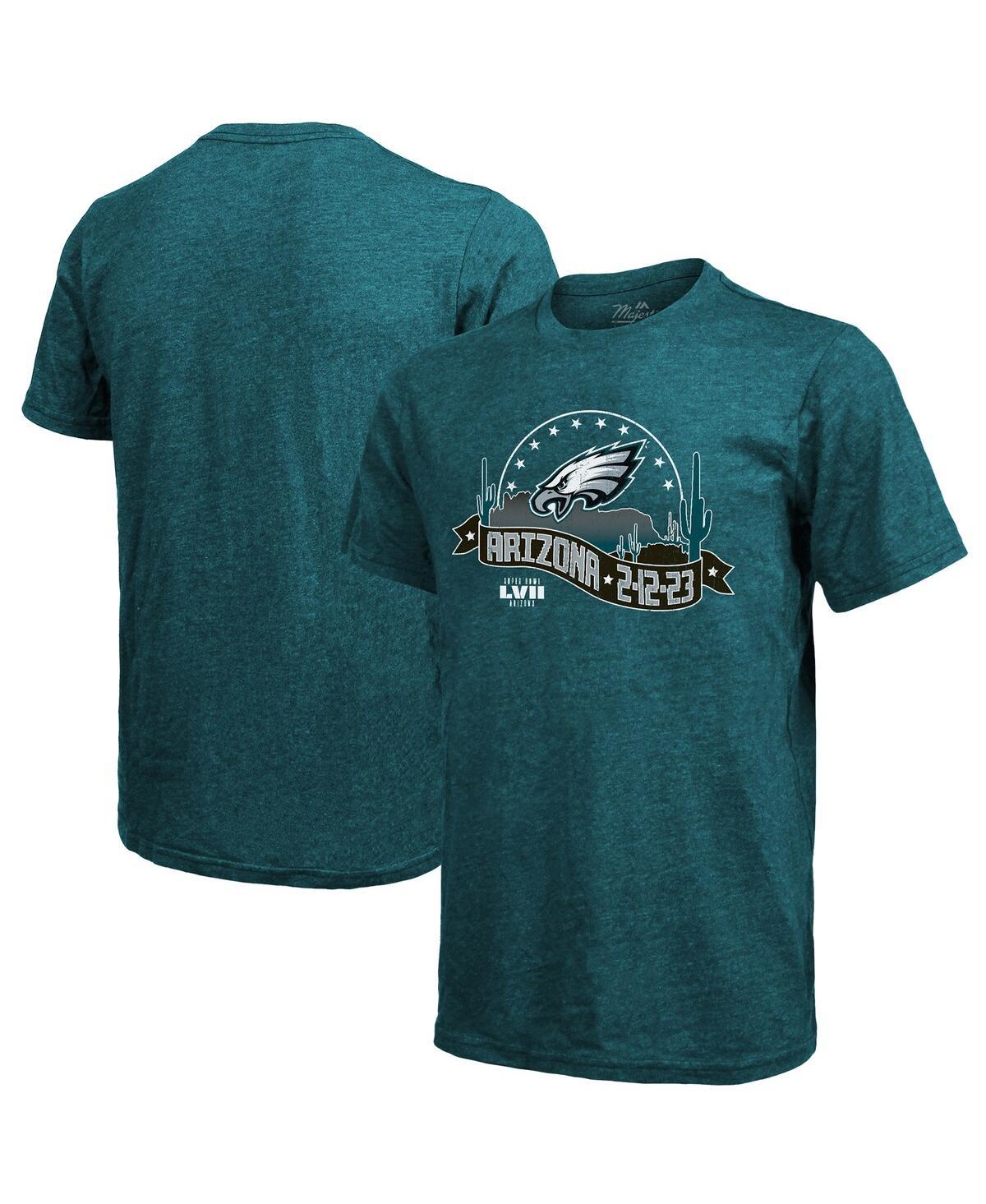 Men's Threads Midnight Green Philadelphia Eagles Super Bowl LVII Tri-Blend Desert T-shirt