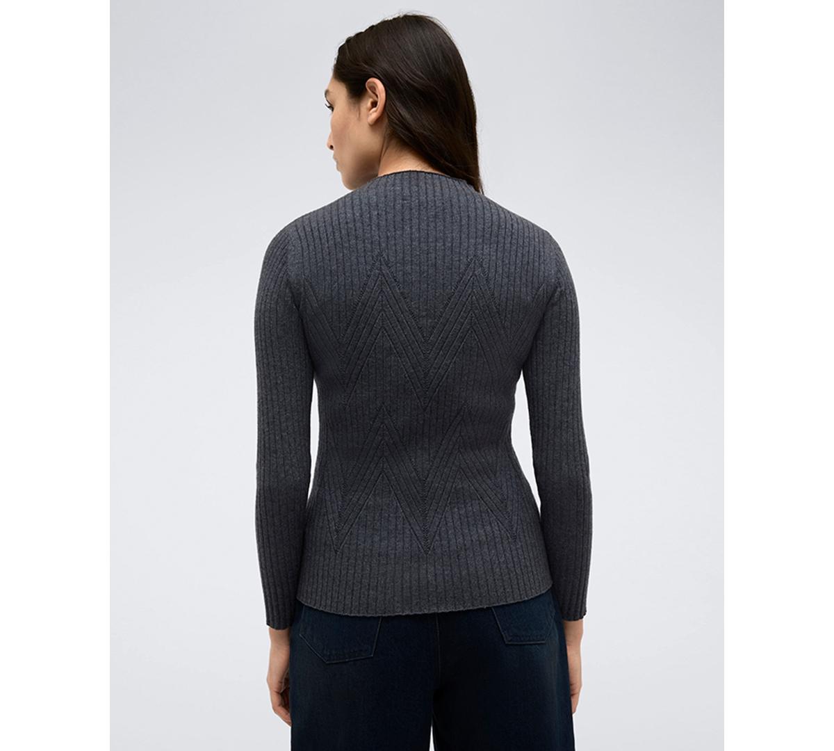 Women's Rib-Knit Chevron-Stitch Sweater