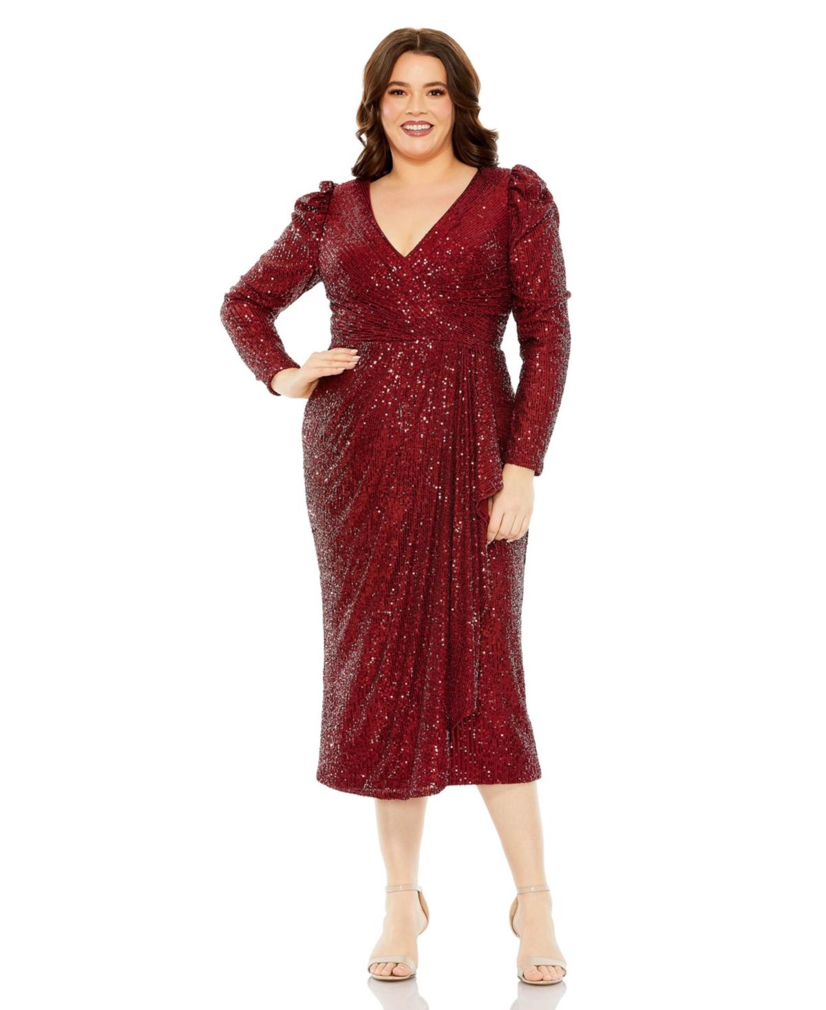 Women's Princess Long Sleeve V Neck Sequin Dress