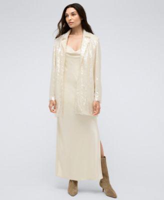 Sequinned Jacket & Cowl-Neck Slip Dress