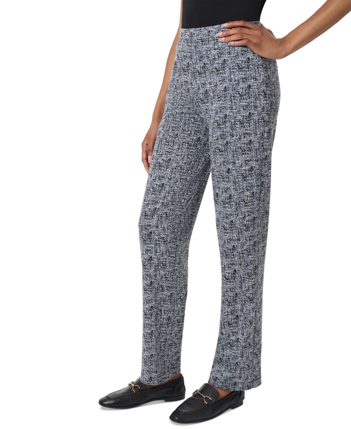 Petite Printed Pull-On Straight-Leg Trousers