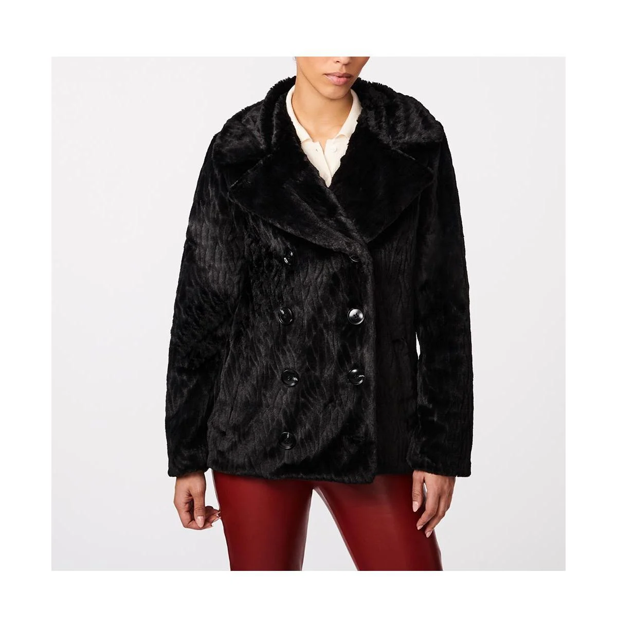 Women's Double Breasted Faux Fur Jacket