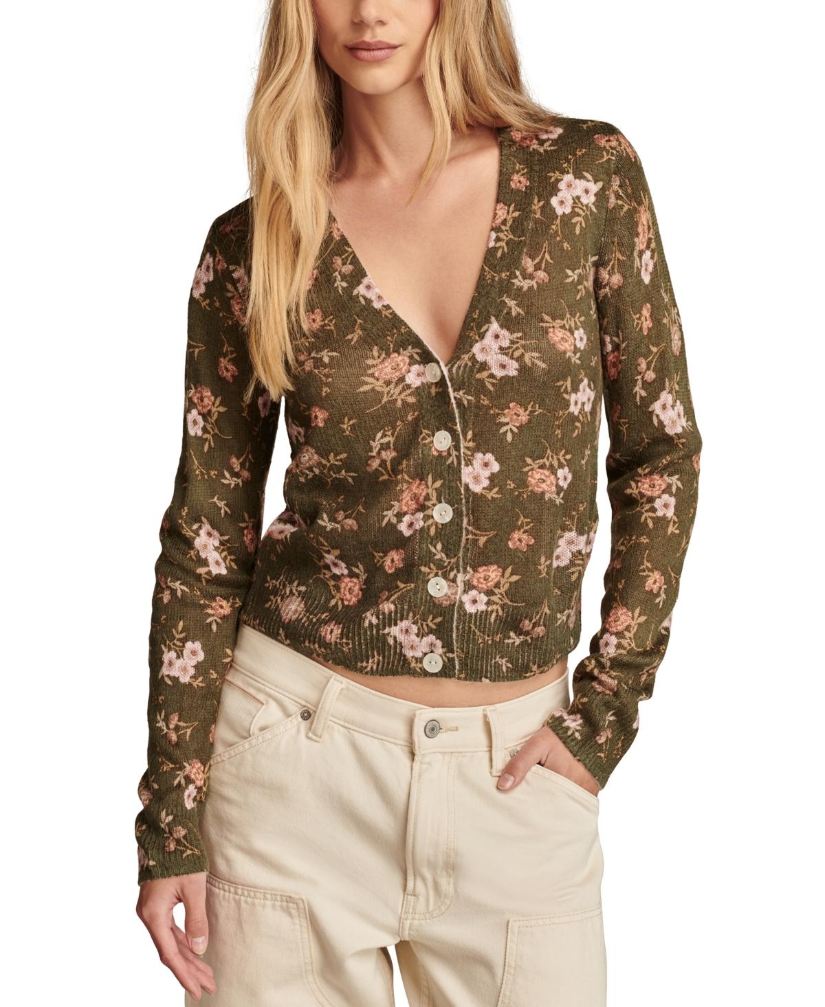 Women's Floral Print Button-Front Cardigan