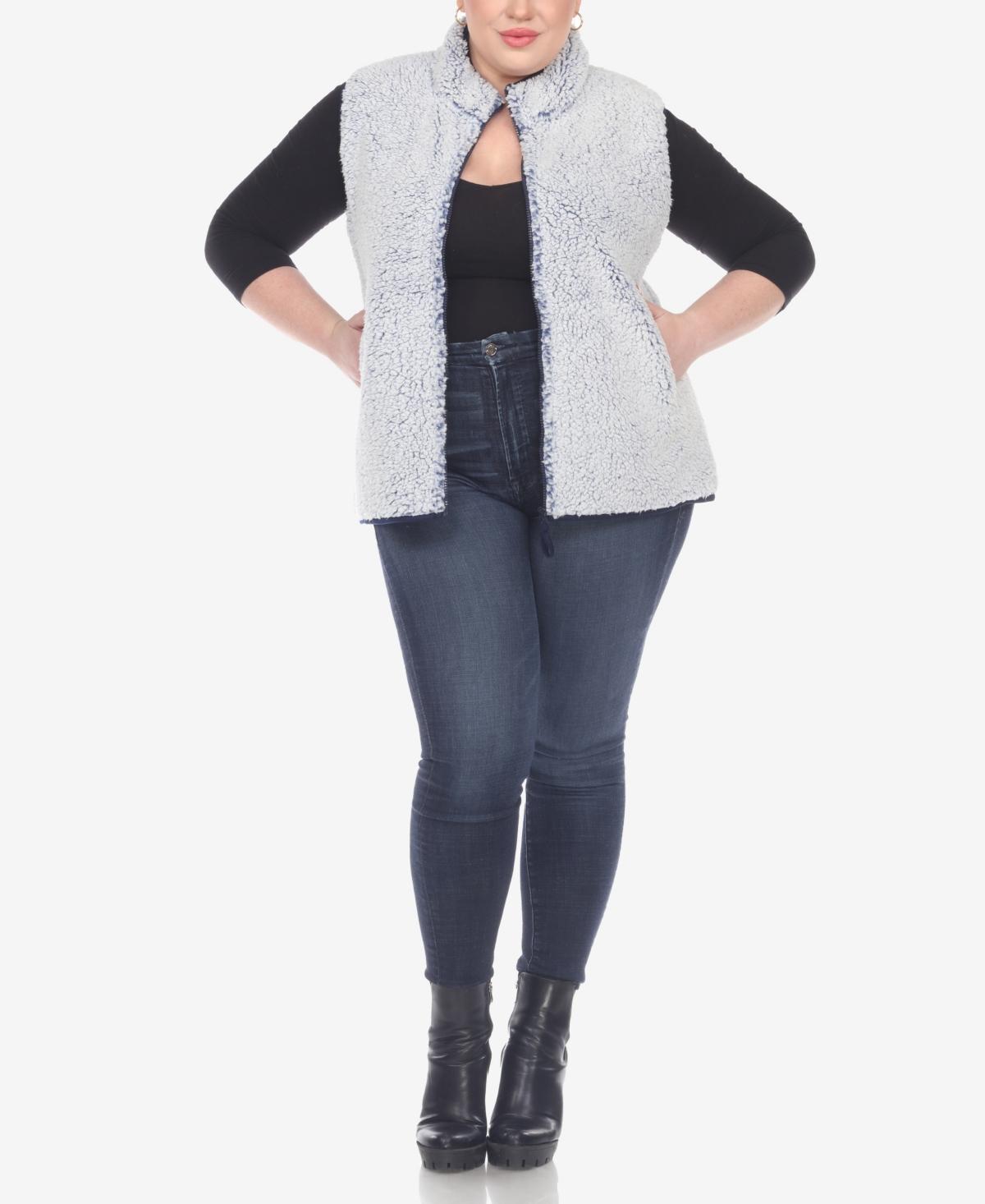 Plus Size Women's Zip Up Sherpa Vest Jacket