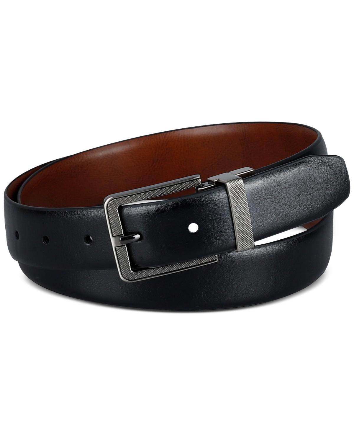 Men's Reversible Faux-Leather Harness-Buckle Belt