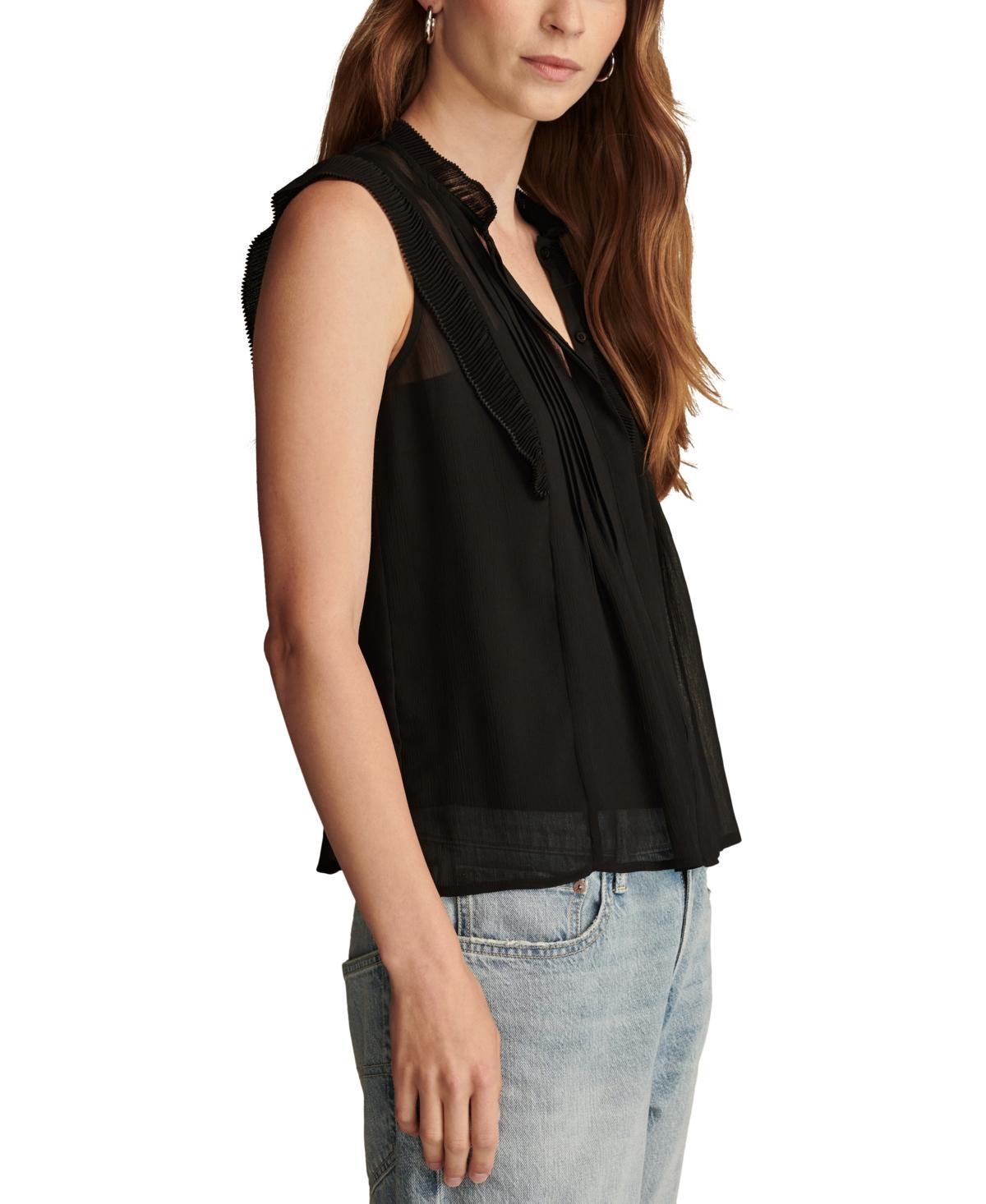 Women's Pleated Pintucked Sleeveless Blouse