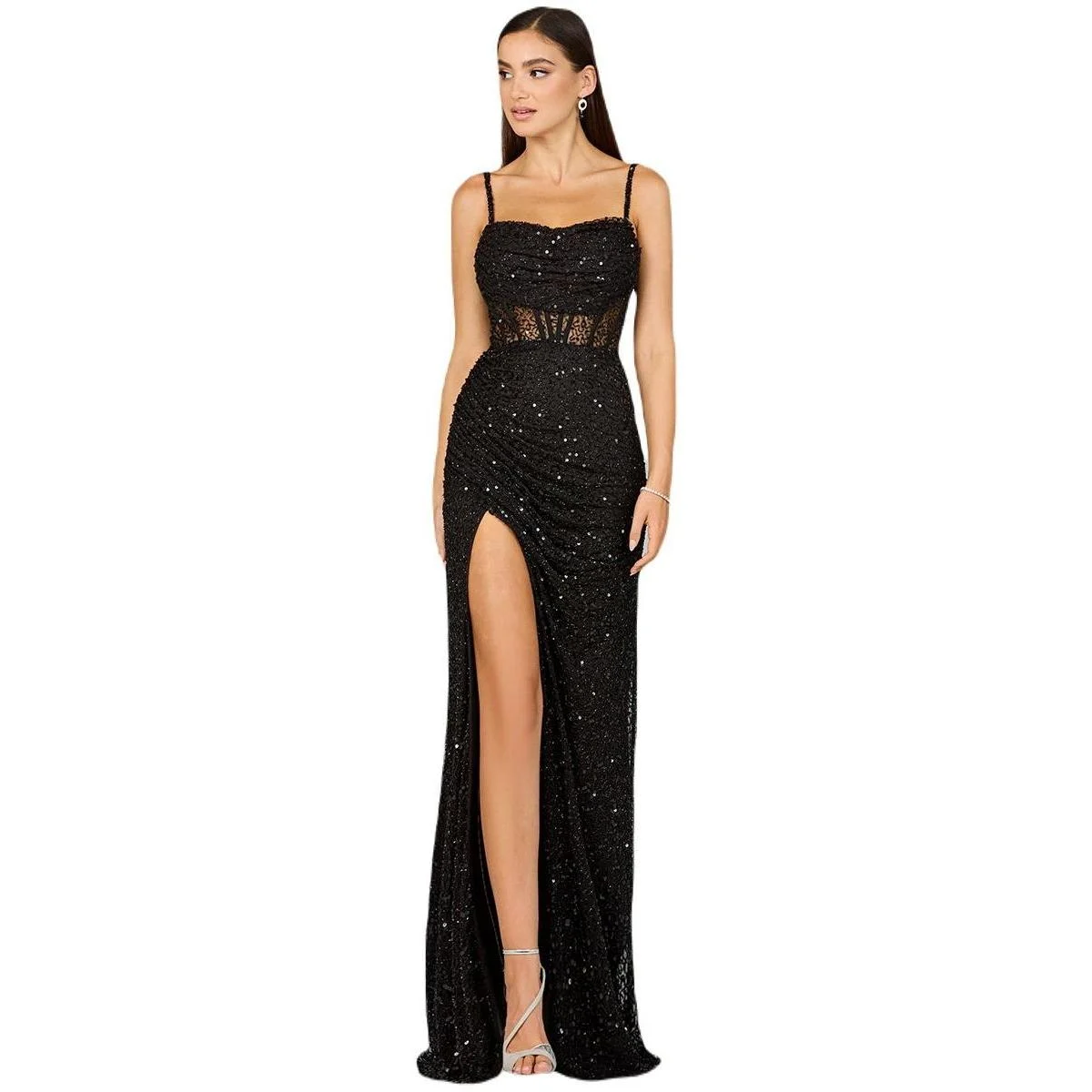 Women's Elegant Corset Gown with Slit