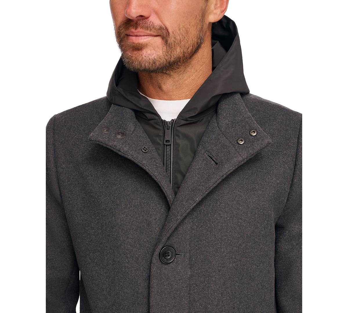 Men's Removable Hood Button Car Coat