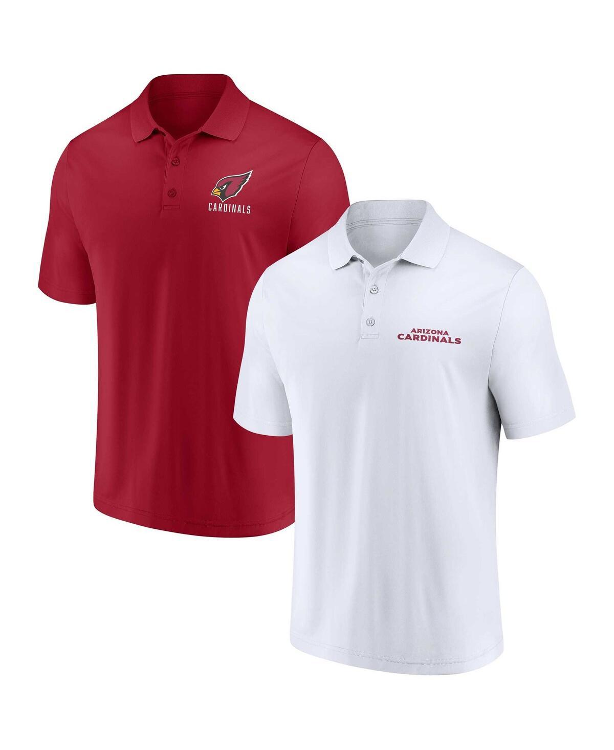 Men's White, Cardinal Arizona Cardinals Lockup Two-Pack Polo Shirt Set