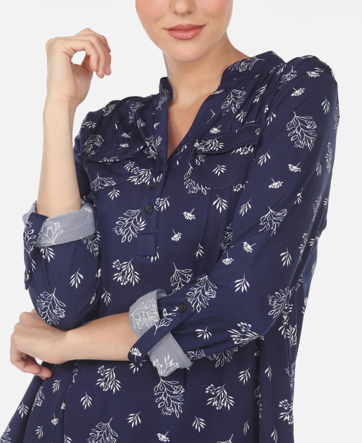 Women's Pleated Leaf Print Blouse