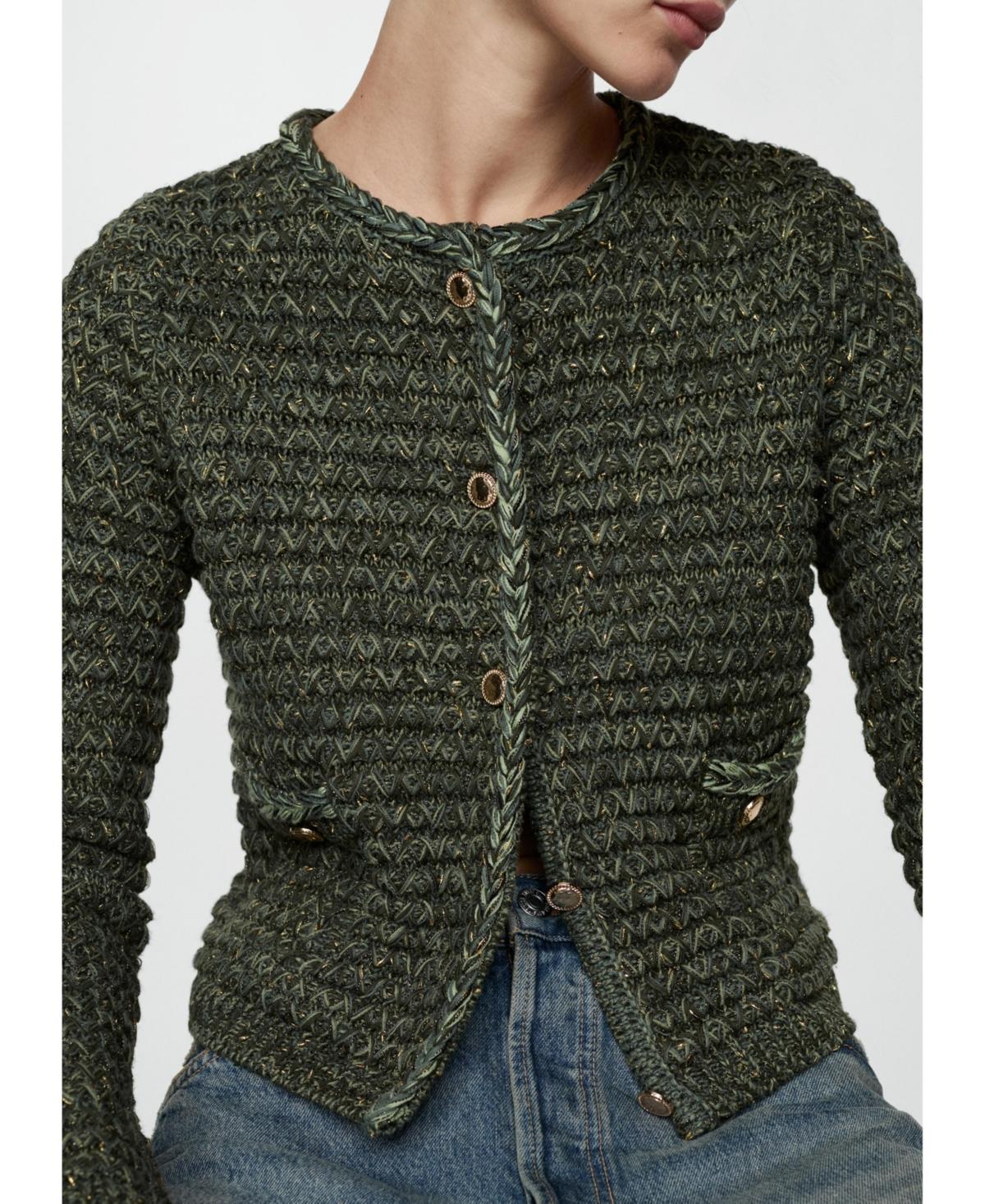 Women's Lurex Chunky-Knit Cardigan