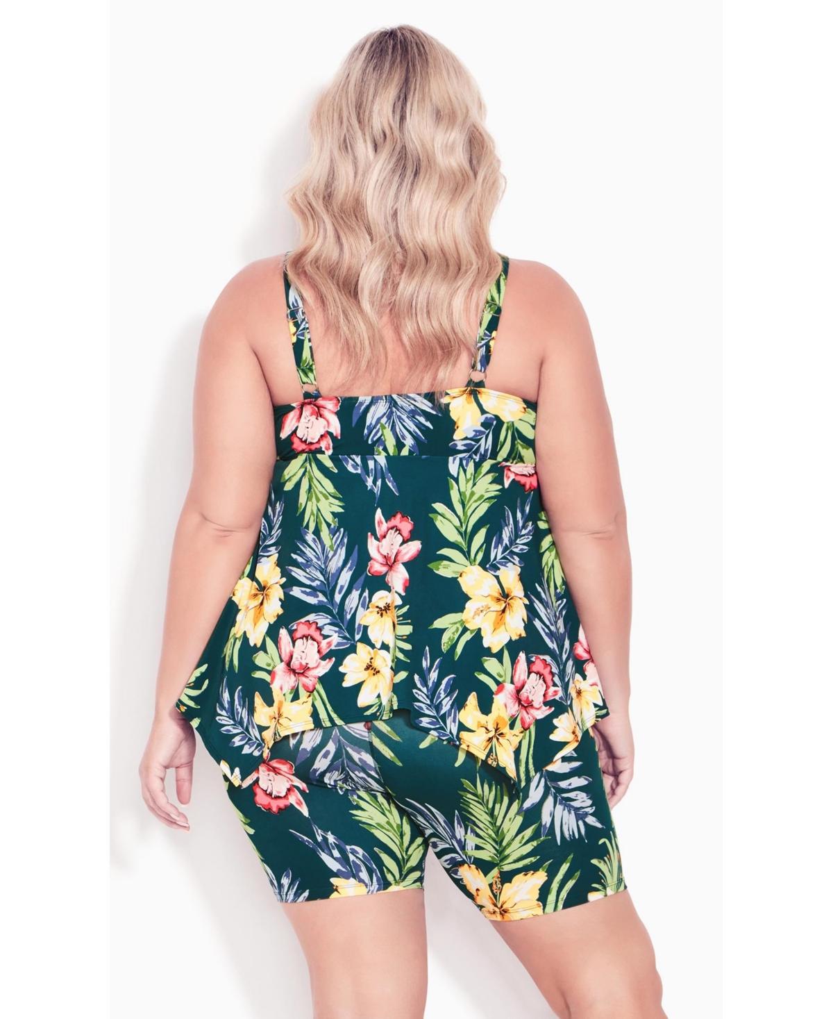 Plus Size Handkerchief Print Tankini Top