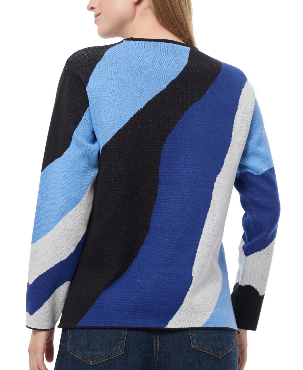 Petite Wave Intarsia Crewneck Sweater