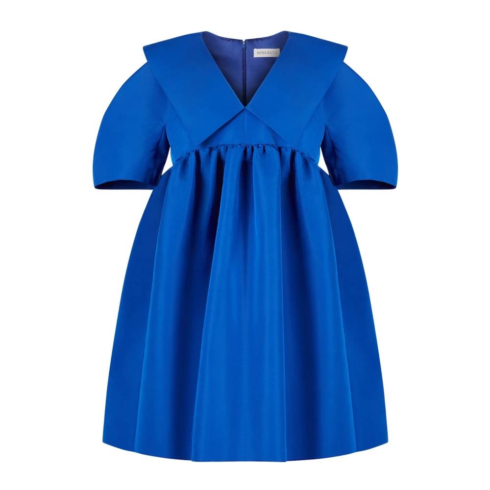 Blue Taffeta Babydoll Dress