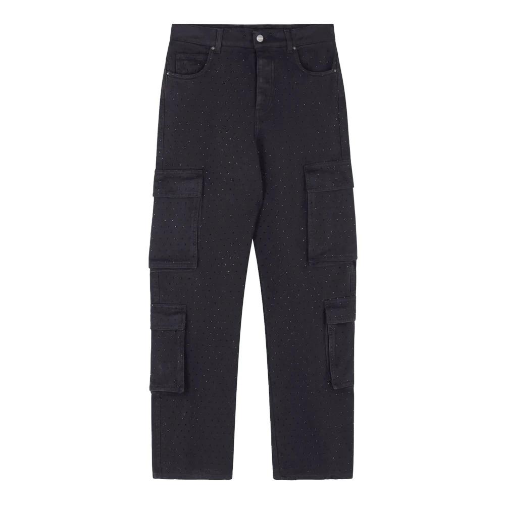 Cargo Black Pants with Rhinestones