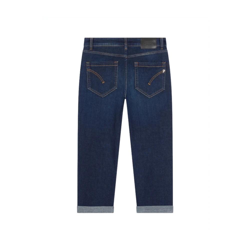 Cropped Jeans with Jewel Button Fastening