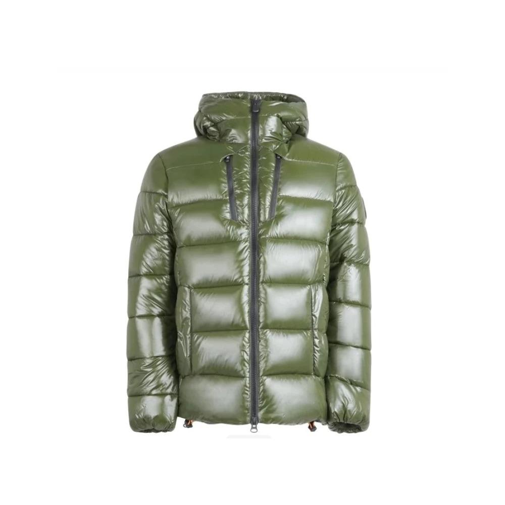 Green Hooded Jacket with Zip Closure