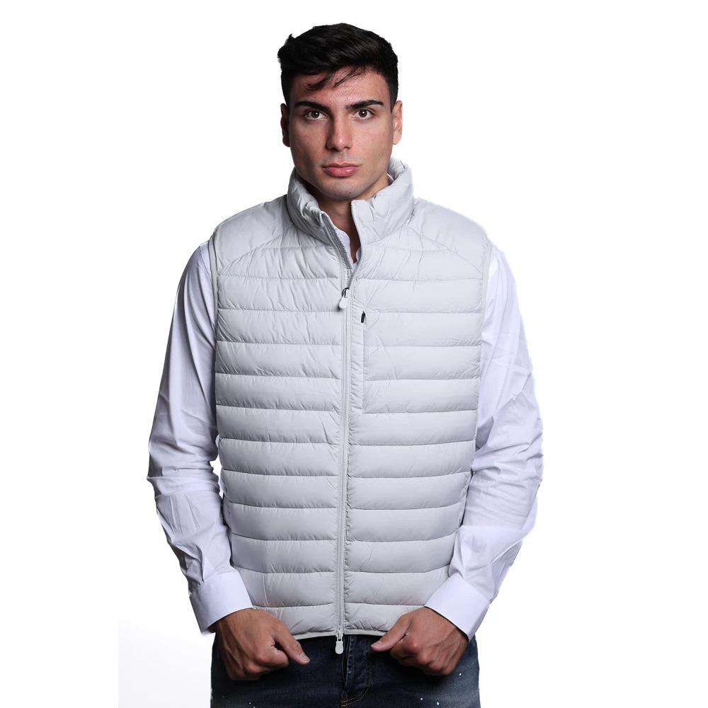 Light Grey Quilted Jacket with Rubber Patch