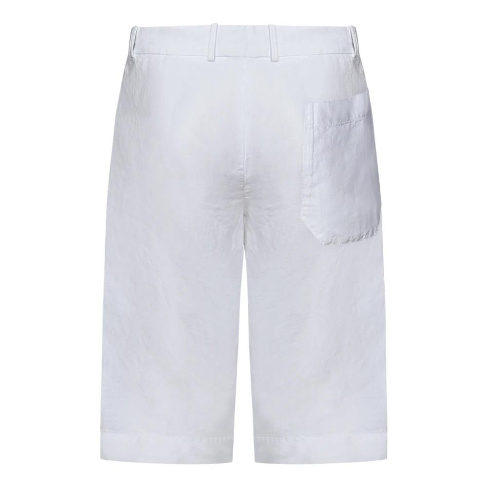 White Linen Trousers with Hidden Closure