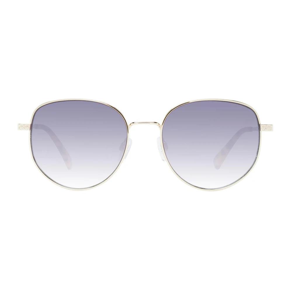 Gold Square Sunglasses Blue Gradient Lenses