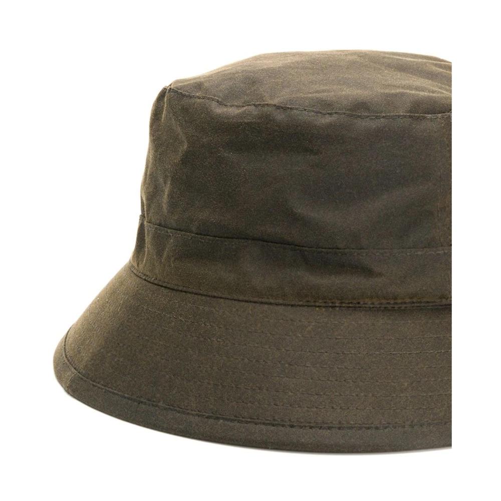 Waxed Cotton Bucket Hat Green/Brown