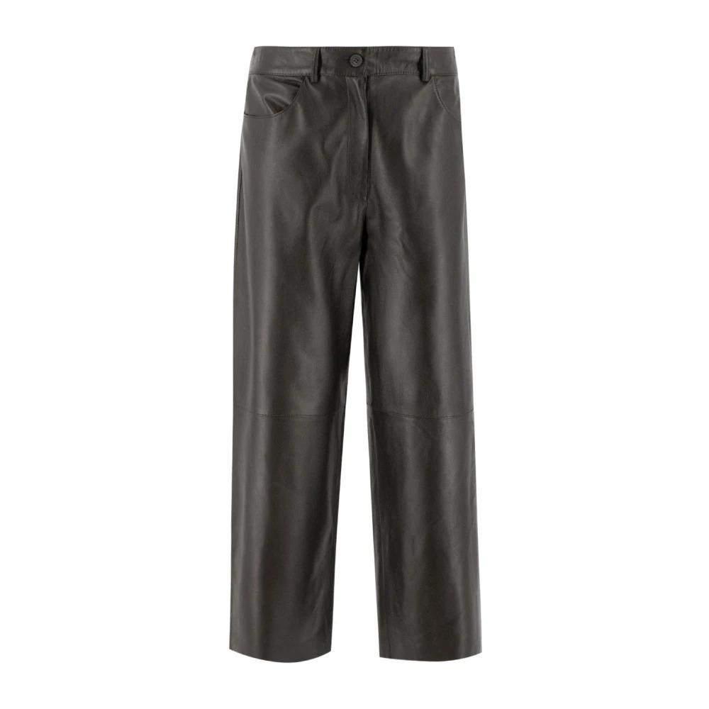 Wide-leg leather trousers for urban style