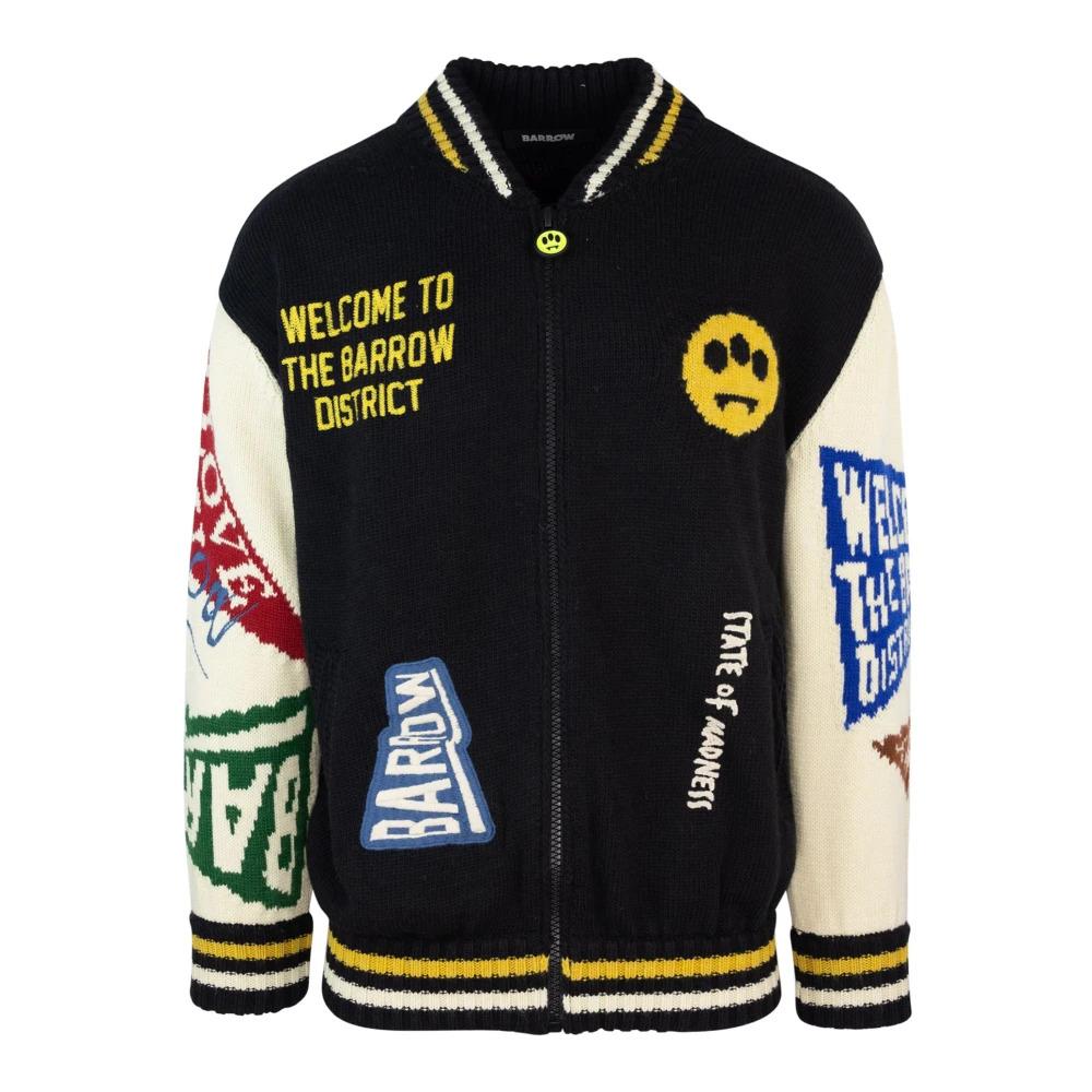 Black Varsity Jacket with Graphic Inserts