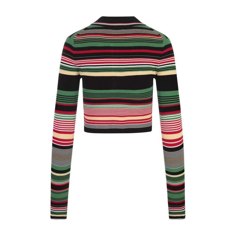 Striped Polo-Style Long-Sleeved Top