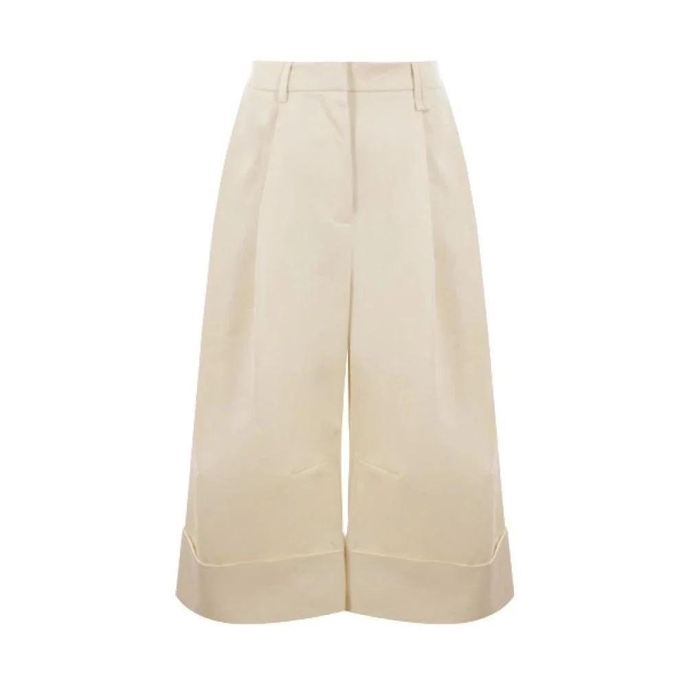 Ivory Wide Leg Cropped Trousers