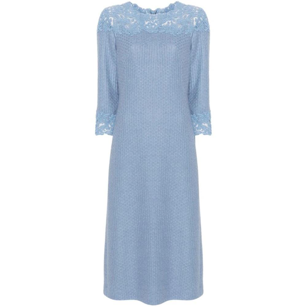 Blue Lace Midi Dress with Crochet