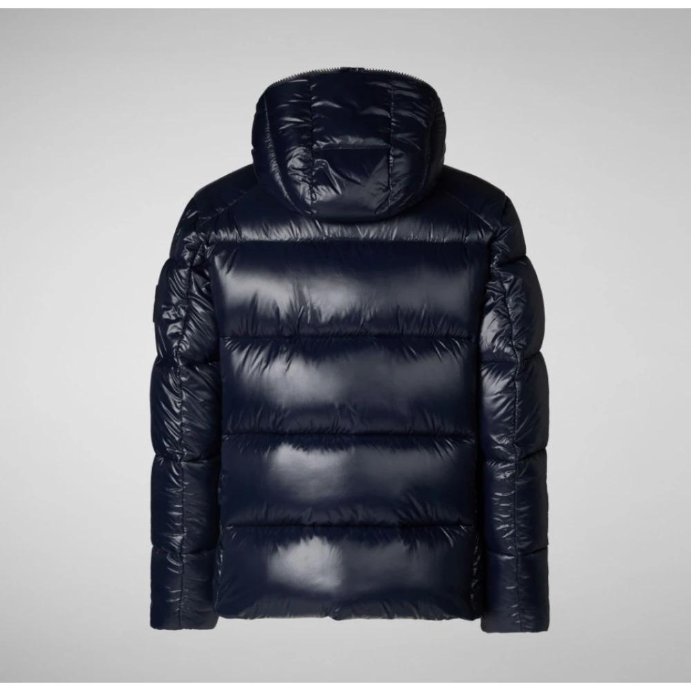 Blue Short Down Jacket with Hood