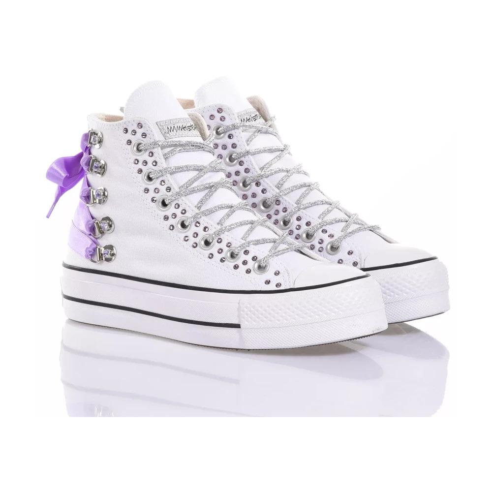 Handmade White Violet Sneakers