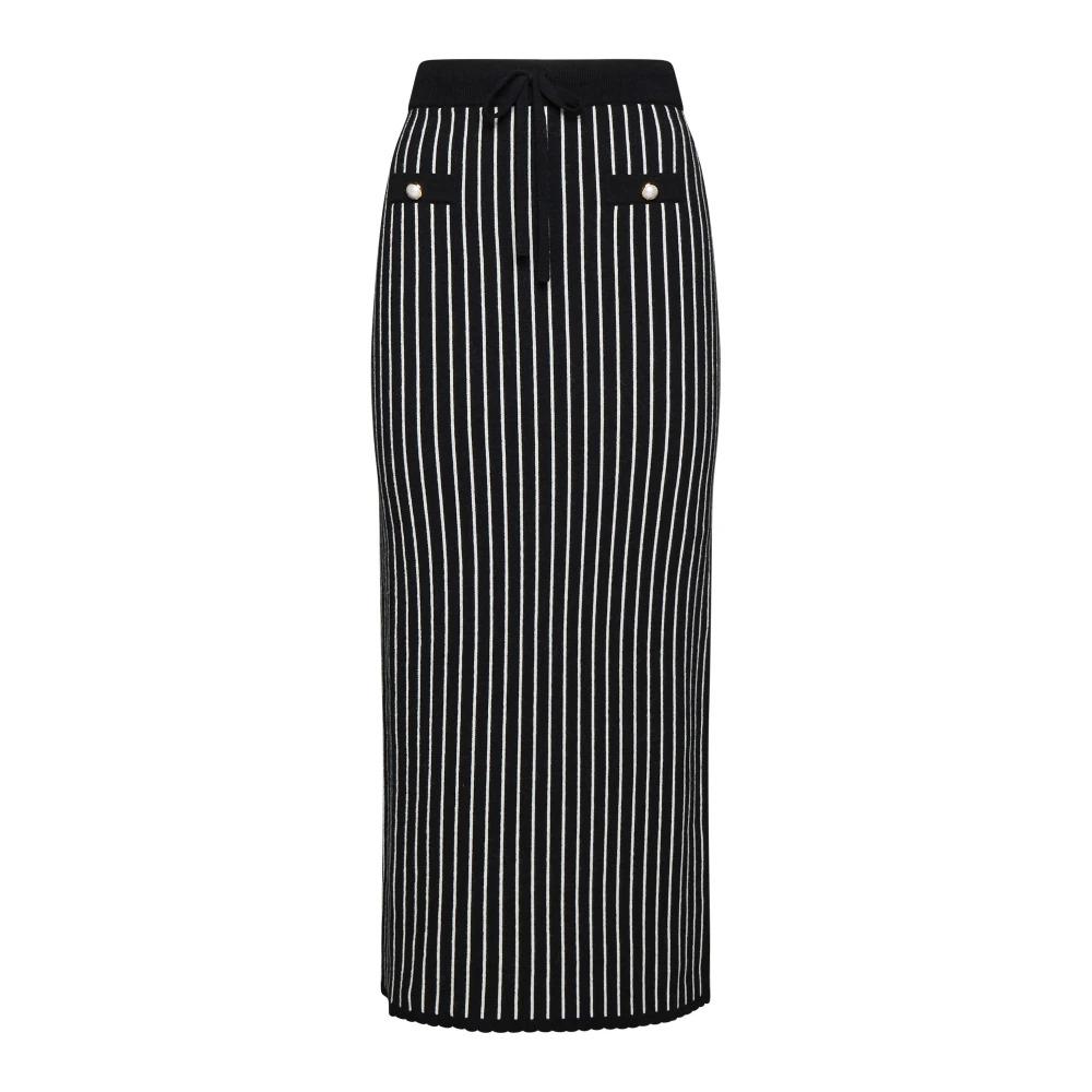 Black Jacquard Pinstripe Skirt