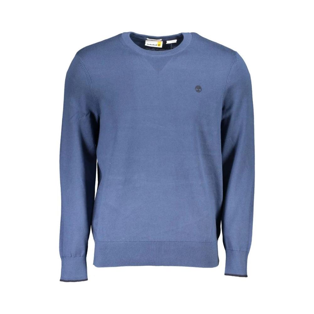 Blue Cotton Sweater, Round Neck, Logo