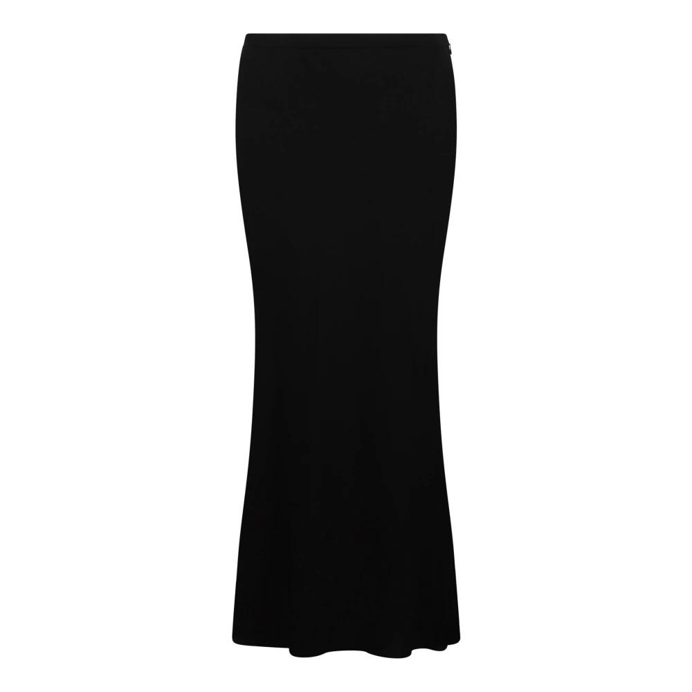 Fluid satin high-waisted long skirt