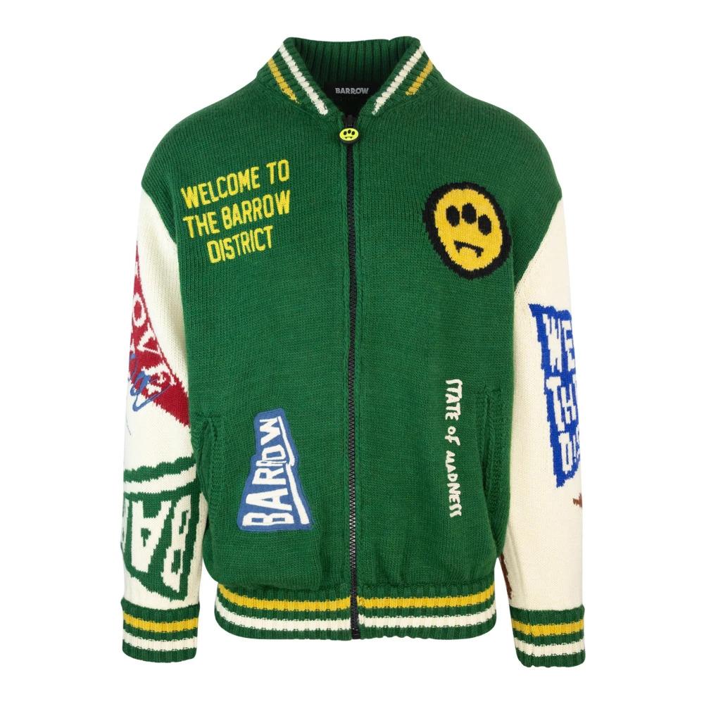 Green Varsity Jacket with Graphic Insets