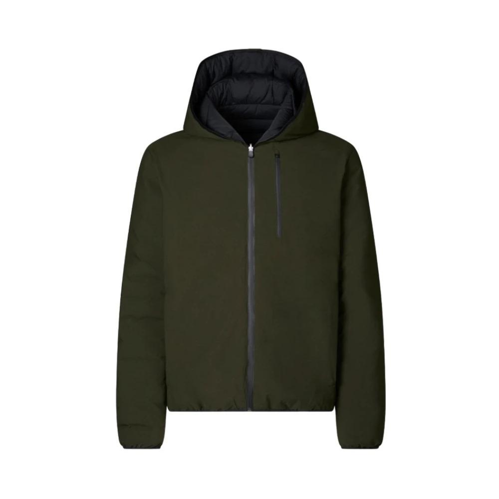 Green Quilted Zipper Jacket with Hood